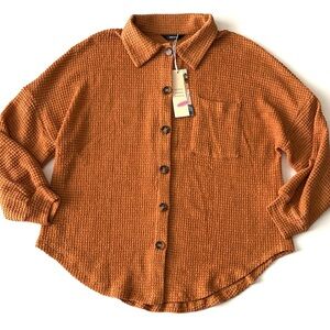 Dokotoo Women’s Size Small Orange Button-Up Shirt NWT